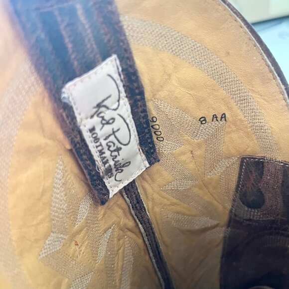 Rod Patrick Mens Cowboy Boots 8AA Brown Leather Western Square Toe 11" Shaft - Picture 9 of 10